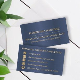 Carte De Visite Minimaliste Or et bleu professionnel moderne