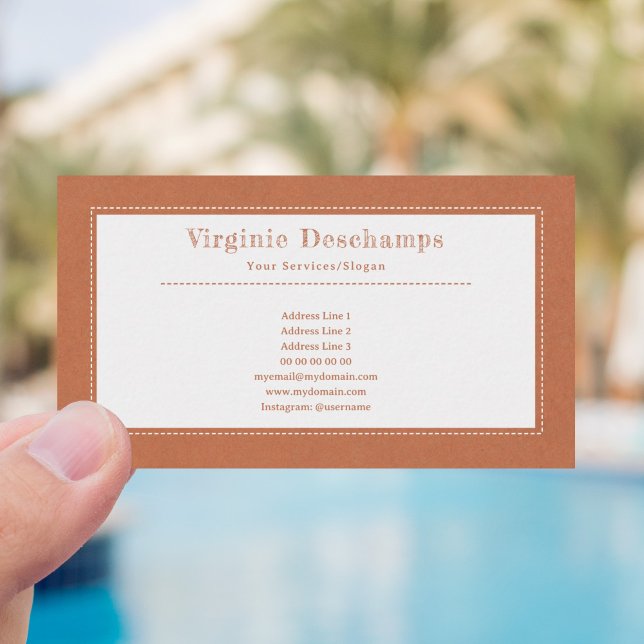 Carte de visite minimaliste orange Kraft et rustiq (Rustic Orange Business Card)