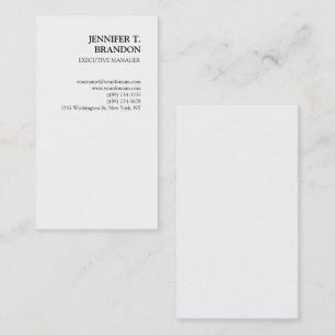 Carte De Visite Minimaliste Plain Moderne Blanc Professionnel