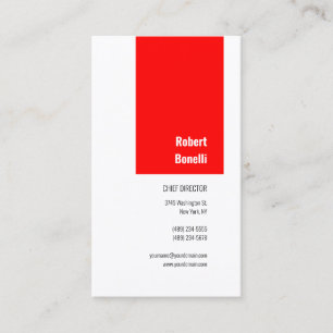 Carte De Visite Minimaliste Plain moderne rouge blanc