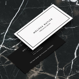 Carte De Visite Minimaliste professionnel élégant noir et blanc