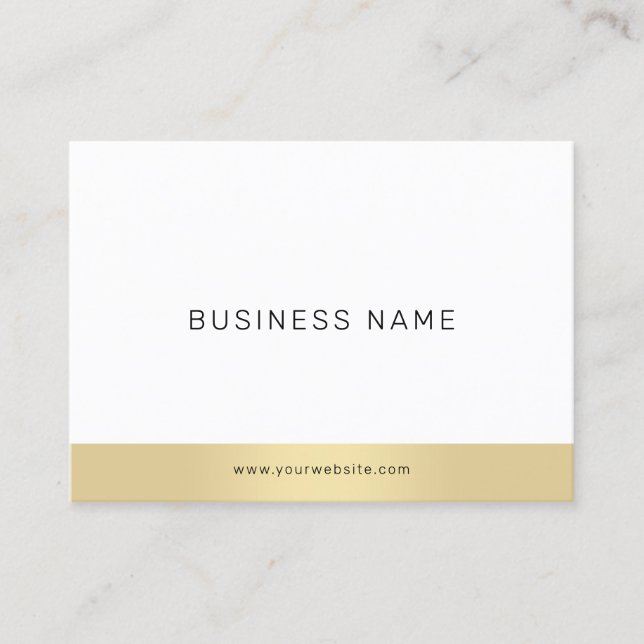 Carte De Visite Minimaliste Professionnel Élégant Or Blanc Plat (Devant)