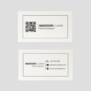 Carte De Visite Minimaliste professionnel Freelancer QR Code moder