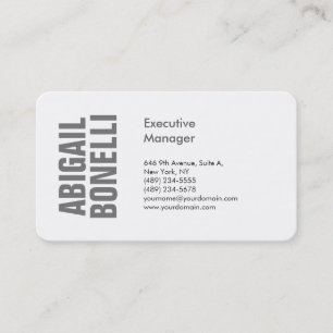 Carte De Visite Minimaliste professionnel moderne gras gris blanc