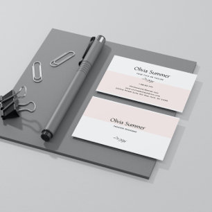 Carte De Visite Minimaliste rose Et Blanc