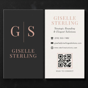 Carte de visite minimaliste rose gold monogramme c