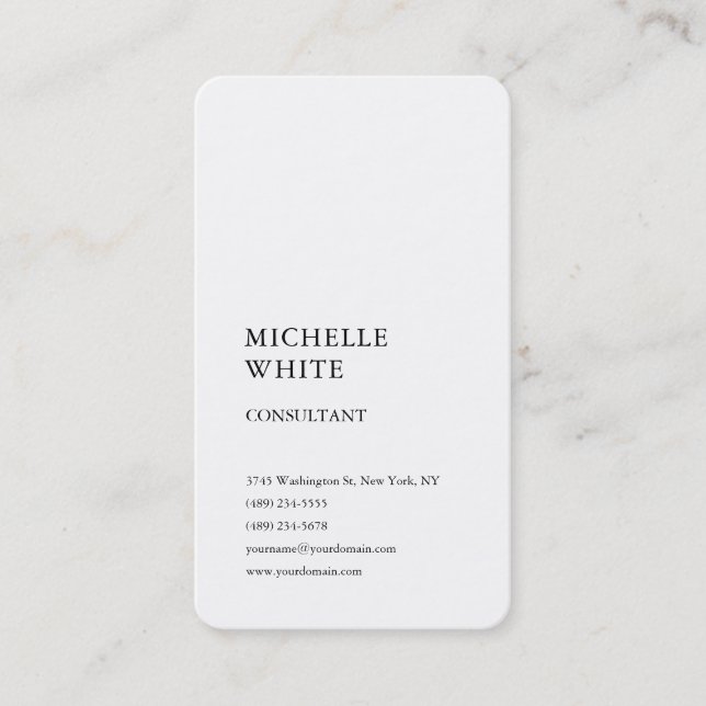 Carte De Visite Minimaliste simple blanc professionnel simple (Devant)