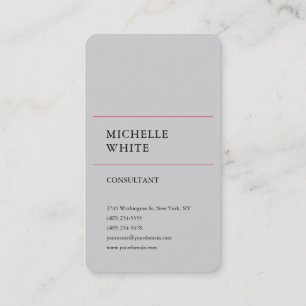 Carte De Visite Minimaliste simple gris clair rouge professionnel