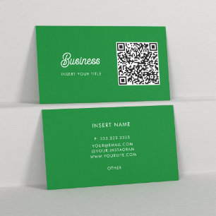 Carte De Visite Minimaliste tendance élégant QR Code Kelly Green