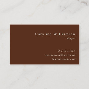 Carte De Visite Minimaliste Terre Brown Élégant Professionnel