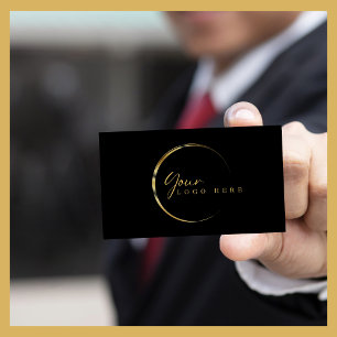 Carte De Visite Minimaliste Votre Logo Gold Noir Médias sociaux
