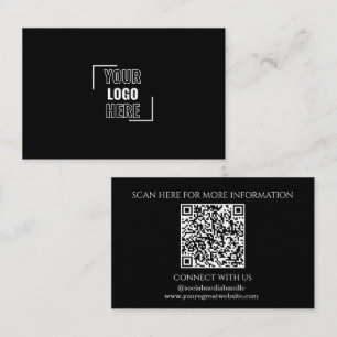 Carte De Visite Minimisez votre logo ici Code QR noir et blanc