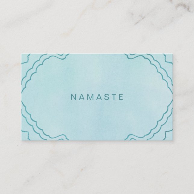 Carte De Visite Mint et Turquoise vert Simple Namaste Yoga Enseign (Devant)