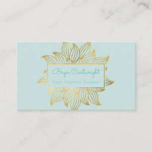 Carte de visite Mint Green Gold Lotus Mandala