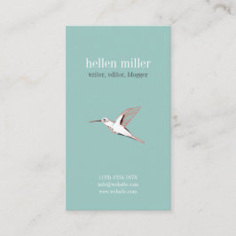 Carte De Visite Mint hummingbird elegant cute visit minimal card