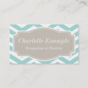 Carte De Visite Mint Turquoise Blanc Tan Chevron Personnel