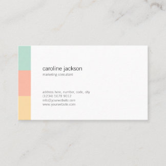 Carte De Visite Mint yellow white elegant feminine minimal card