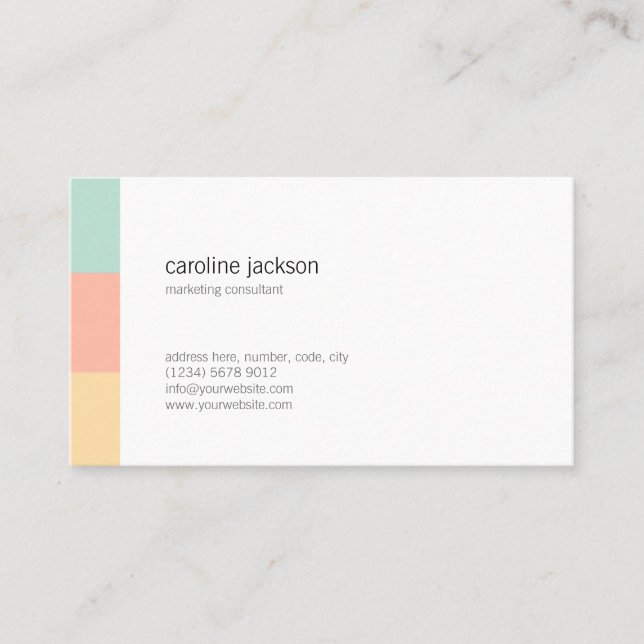 Carte De Visite Mint yellow white elegant feminine minimal card (Devant)