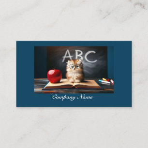 Carte De Visite Minuscule Kitten à l'école (bleu)