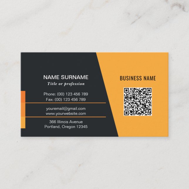 Carte De Visite Mise en réseau code QR personnel ou entreprise (Devant)