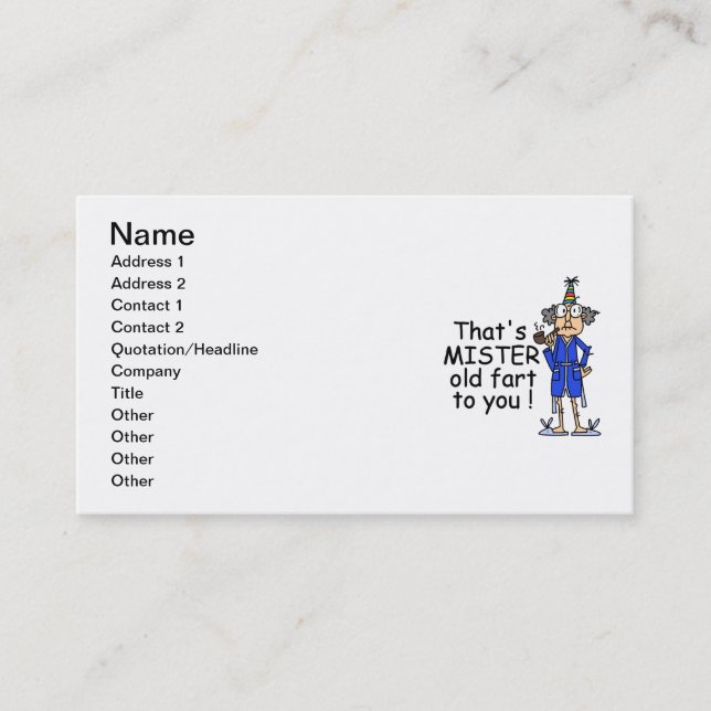 Carte De Visite Mister Old Fart Humour d'anniversaire (Devant)