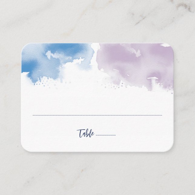 Carte De Visite MITZVAH moderne élégant aquarelle bleu violet (Devant)