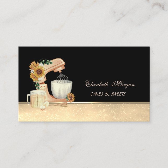 Carte De Visite Mixer Sunflowers Bokeh Sweets Bakery (Devant)