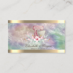 Carte De Visite Mixeur Fleur Rayure Or Pearl Holographique Boulang