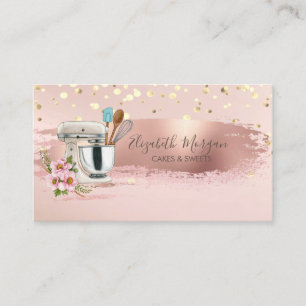 Carte De Visite Mixeur Floral, Confetti Or, Brosse