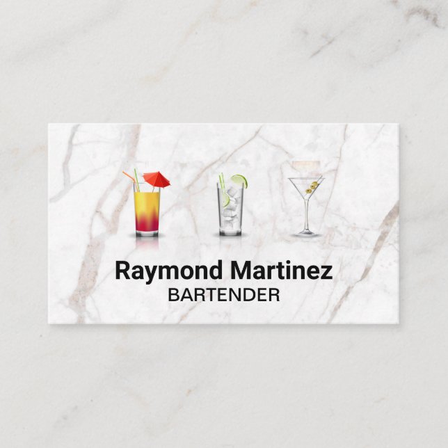 Carte De Visite Mixologie | Cocktail | Marbre (Devant)