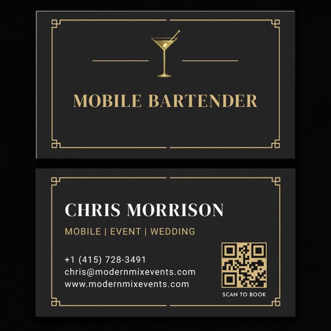 Carte De Visite Mobile Bartender QR Code Professional (Créateur téléchargé)