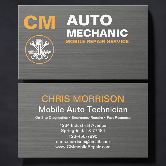 Carte De Visite Mobile Car Repair & Auto Technician Service (Créateur téléchargé)