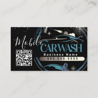 Carte De Visite Mobile Car Wash Detail - Business Logo QR Code 