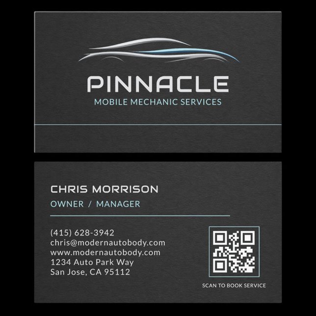 Carte De Visite Mobile Mechanic Services QR Code Professional (Créateur téléchargé)