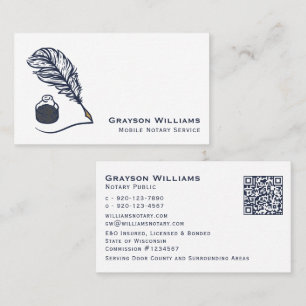 Carte De Visite Mobile Noir Quill QR Code White Marine Business C