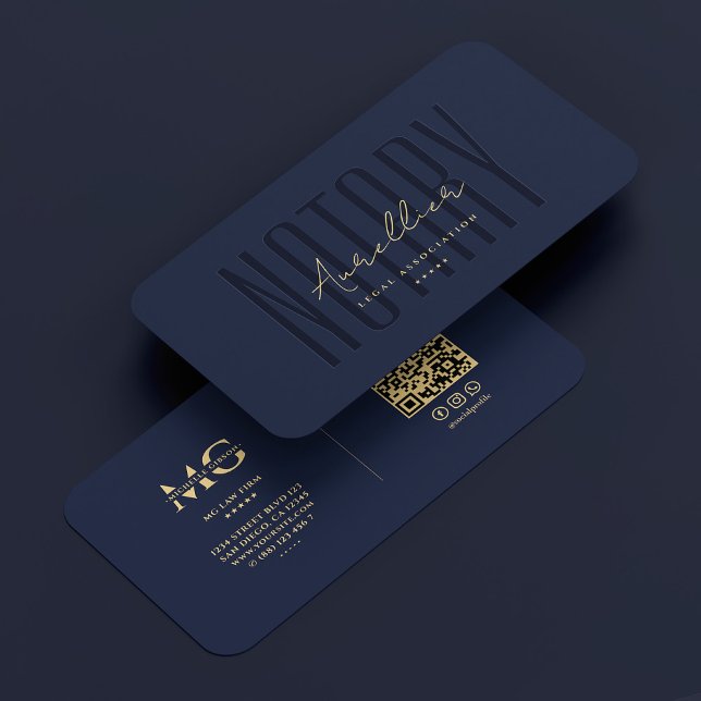 Carte De Visite Mobile Notaire Public Bleu Marine moderne (Mobile Notary Public Dark Navy Blue Modern Business Card
)
