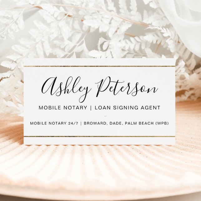 Carte De Visite Mobile Notaire public typographie bande or (Créateur téléchargé)