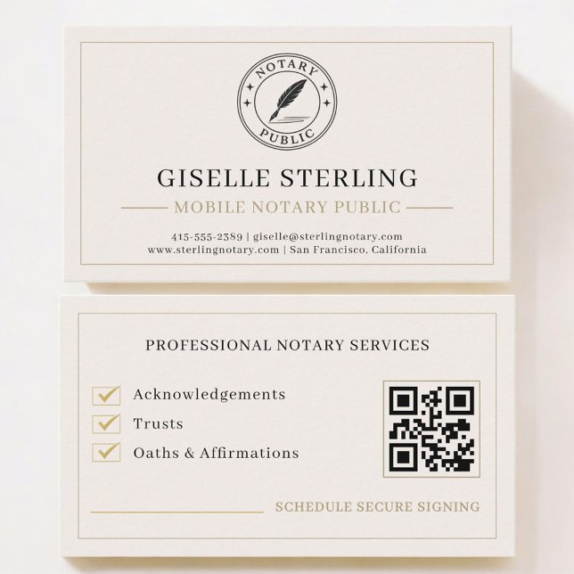 Carte De Visite Mobile Notary Public QR Code Professional (Créateur téléchargé)