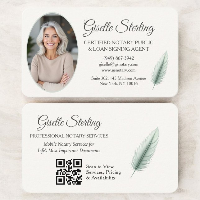Carte De Visite Mobile Notary QR Code Photo  (Créateur téléchargé)