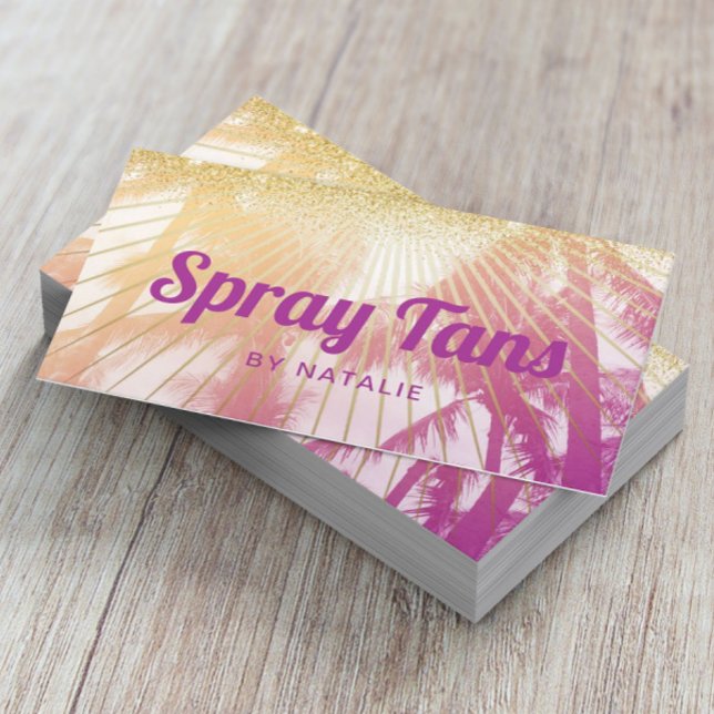 Carte De Visite Mobile Spray Tan Tropical Palm Beach violet (Créateur téléchargé)