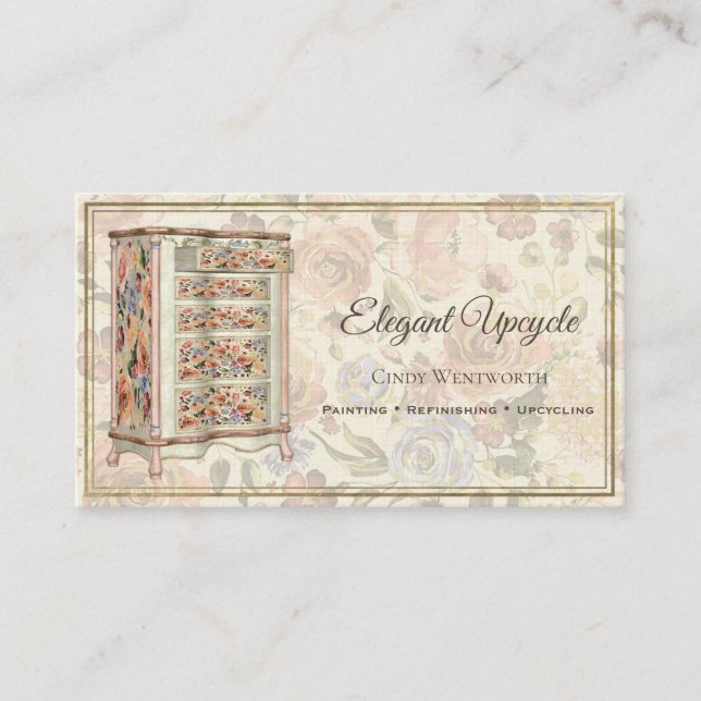Carte De Visite Mobilier Peint Éclairage Raffinage Floral (Devant)