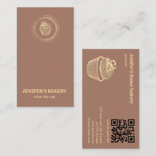 Carte De Visite Mocha mousse or cupcake boulangerie code QR