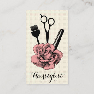 Carte De Visite mod vintage chic de rose de coiffeur de styliste