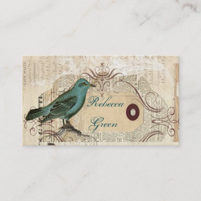 Carte De Visite mode botanique de Paris d'oiseau de pays français (Devant)