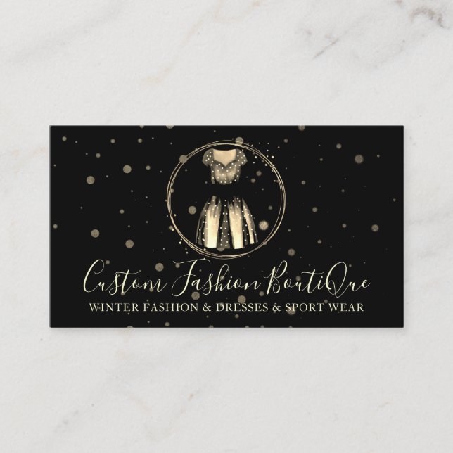 Carte De Visite Mode Boutique Gold Black Night robe spéciale (Devant)