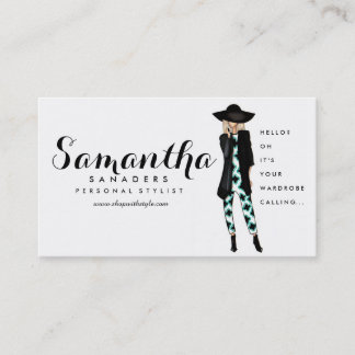 Carte De Visite Mode/carte personnelle d'illustration de fille de