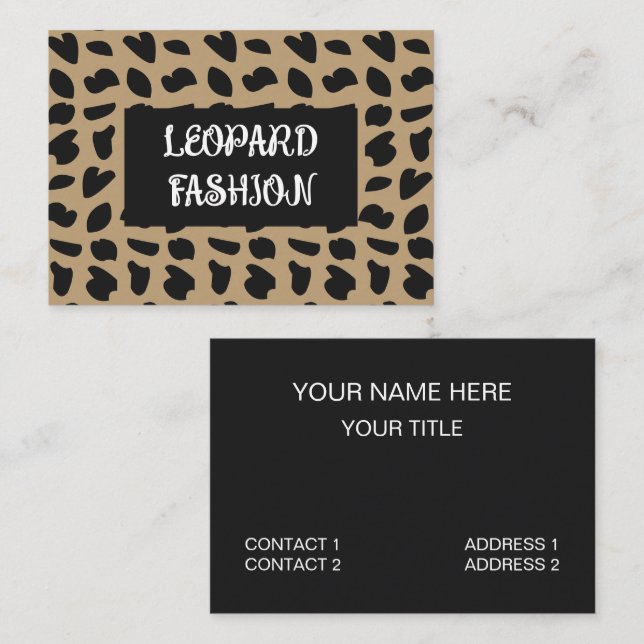 Carte De Visite Mode élégant léopard Motif léopard (Devant / Derrière)