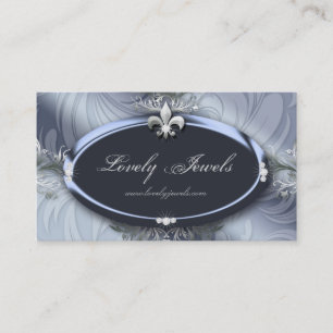 Carte De Visite Mode élégante Fleur de lis Blue de bijoux