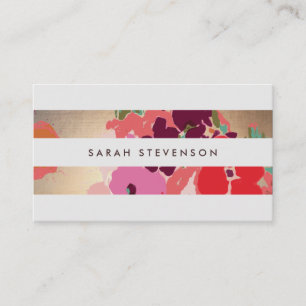 Carte De Visite Mode et beauté rayée couleur or floral