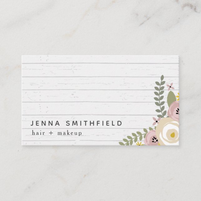 Carte De Visite Mode florale en bois gris Beauté (Devant)